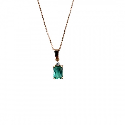Aqua Square Jewel Drop Necklace by Sixton London